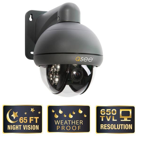 Q-SEE Elite Series Wired 650 TVL PTZ Indoor/Outdoor Surveillance Camera with 3X Optical Zoom-DISCONTINUED