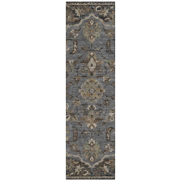Chantille Machine Washable Indoor/Outdoor Abstract ACN2793 Graphite 2 ft. x 7 ft. Runner Rug