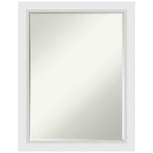 Blanco White 21.5 in. x 27.5 in. Petite Bevel Modern Rectangle Wood Framed Wall Mirror in White