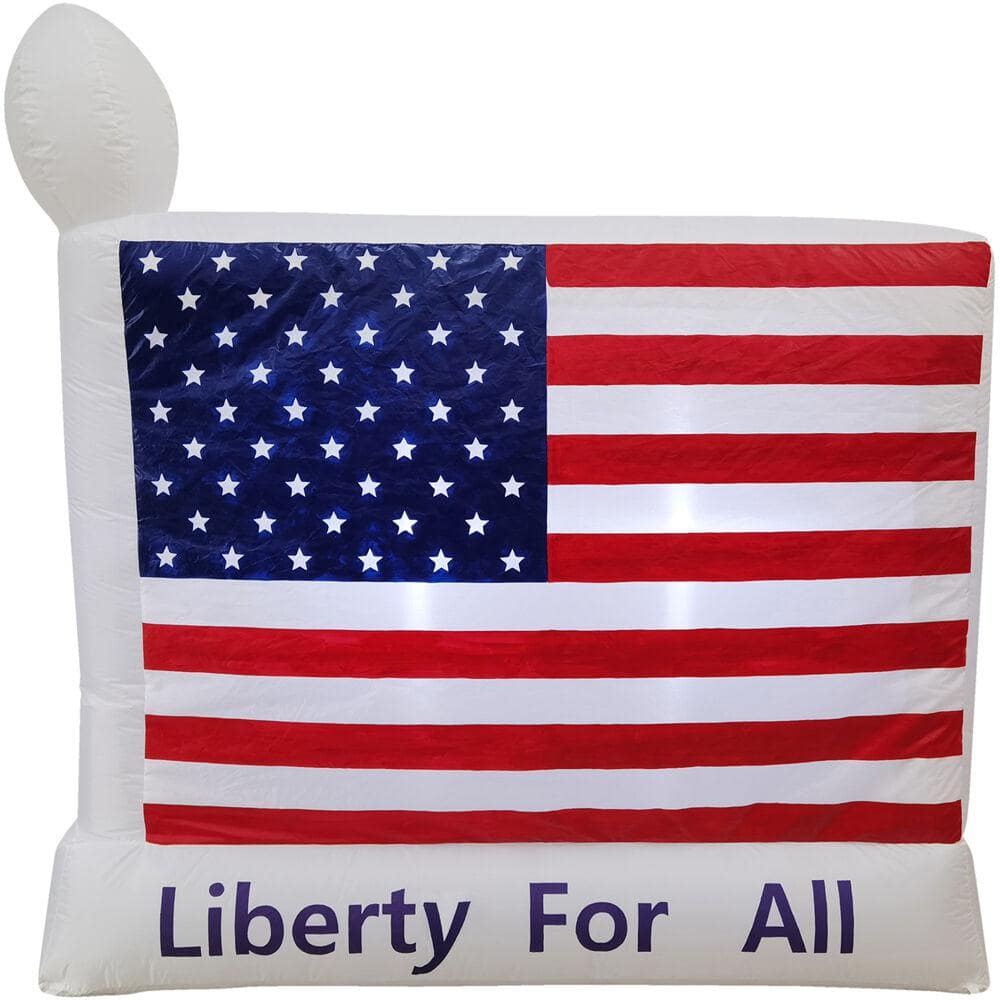 Fraser Hill Farm 6 ft. W American Flag - Liberty for All Outdoor Blow Up Inflatable with Lights