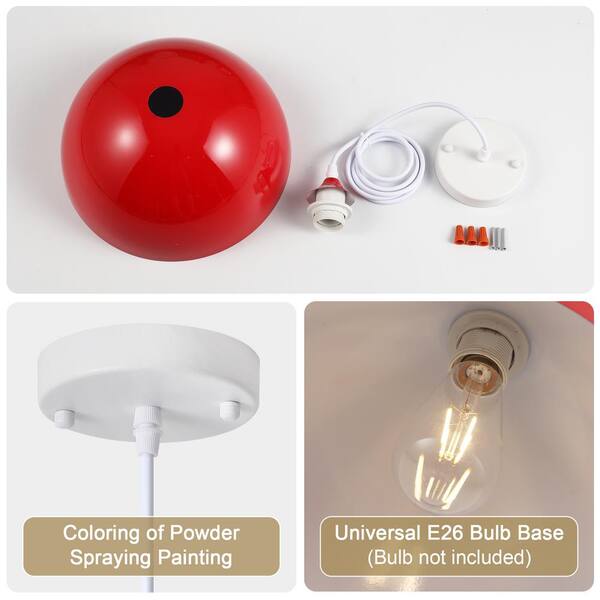 LWYTJO Danialah 1-Light Red Industrial Farmhouse Single LWYTJO Danialah 1-Light Red Industrial Farmhouse Single