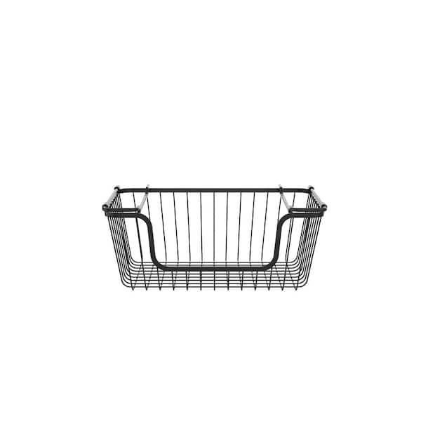 Wire Storage Baskets (2 Large, 2 Medium) - HR044, Black