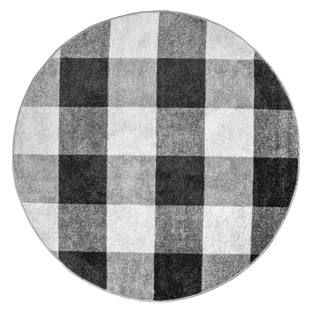 Aisha Buffalo Plaid Grey 6 ft. x 6 ft. Indoor Round Area Rug price history on PriceWatchPro