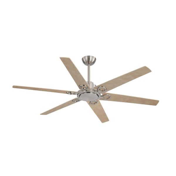 64 in. 6-Plywood Sand Nickel Blades Dc Motor Indoor Downrod Gray Standard Ceiling Fan with Remote Nickel