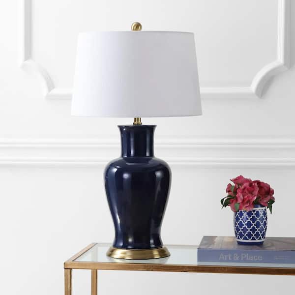 JONATHAN Y Julian 29 in. Navy Ceramic Table Lamp JYL4026B - The