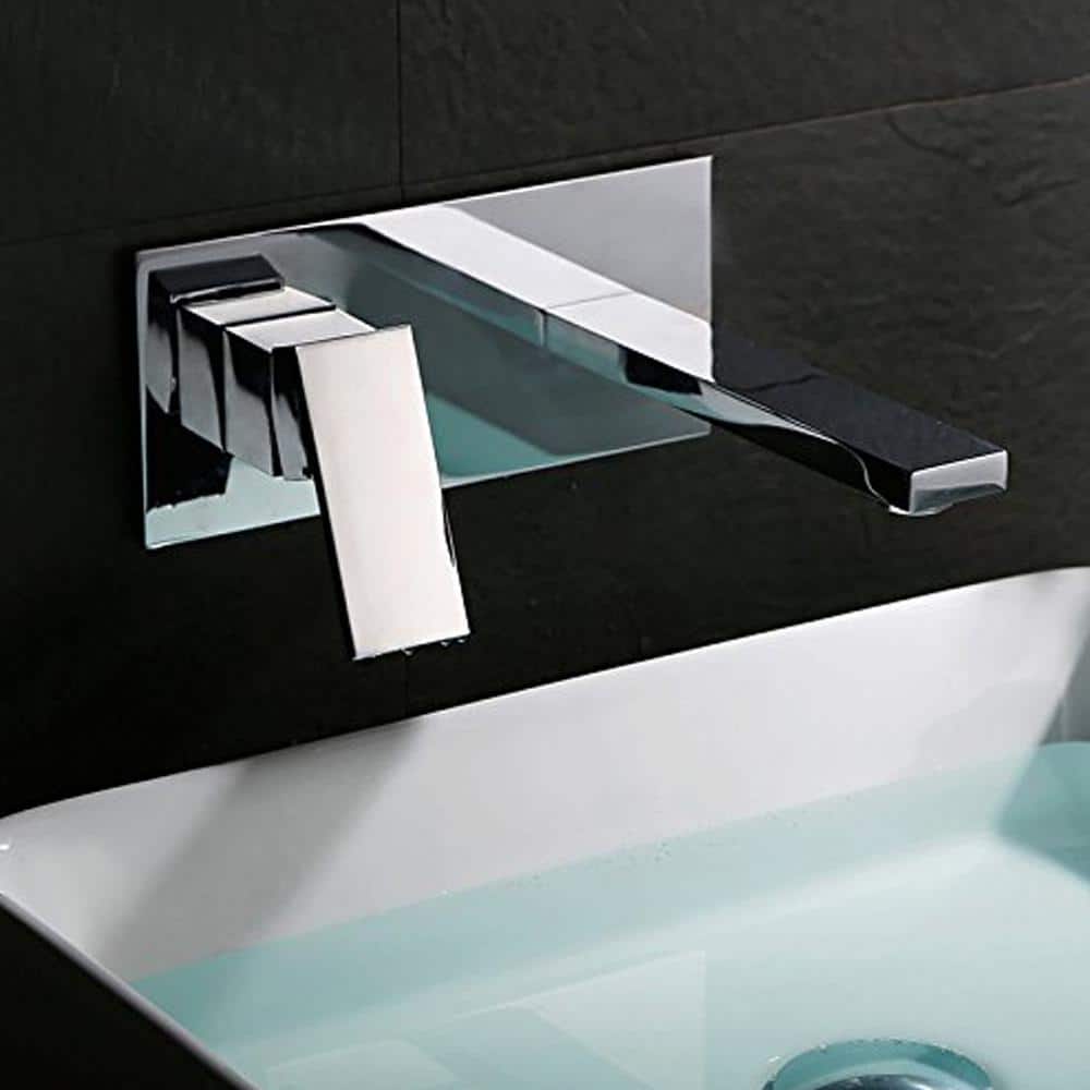Chrome Wall Mounted Left-Handed Single Handle Bathroom Faucet