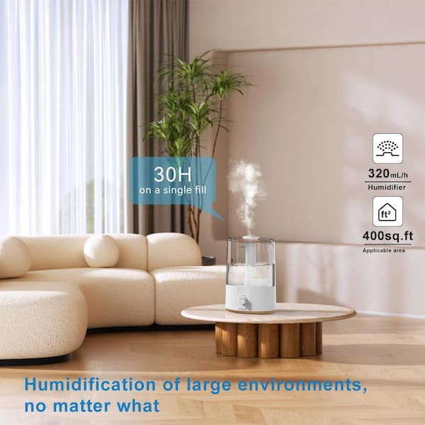 Vissani 1 Gal. Ultrasonic Humidifier 360 ° Turning Dual Nozzle