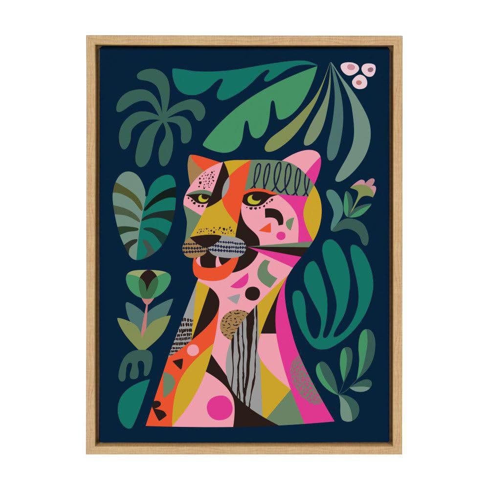 Colorful Mid-Century Modern Leopard Canvas Wall Art, 18x24