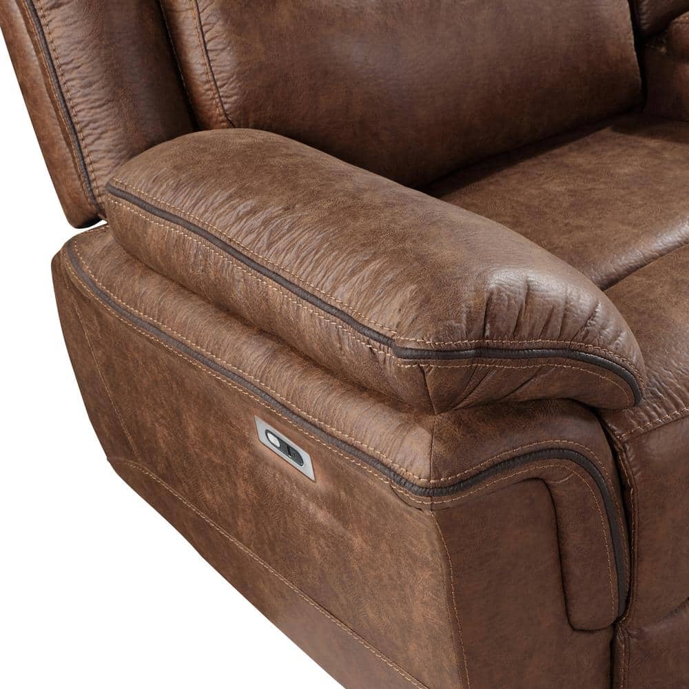 Ryland Brown Leather Power Reclining Sofa with Pillow-top Arms