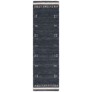 Himalaya Charcoal 2 ft. x 8 ft. Solid Color Striped Runner Rug