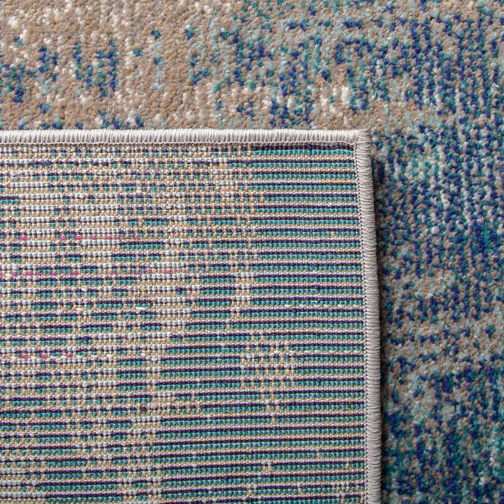Safavieh Madison Blue and Grey Round Synthetic Area Rug