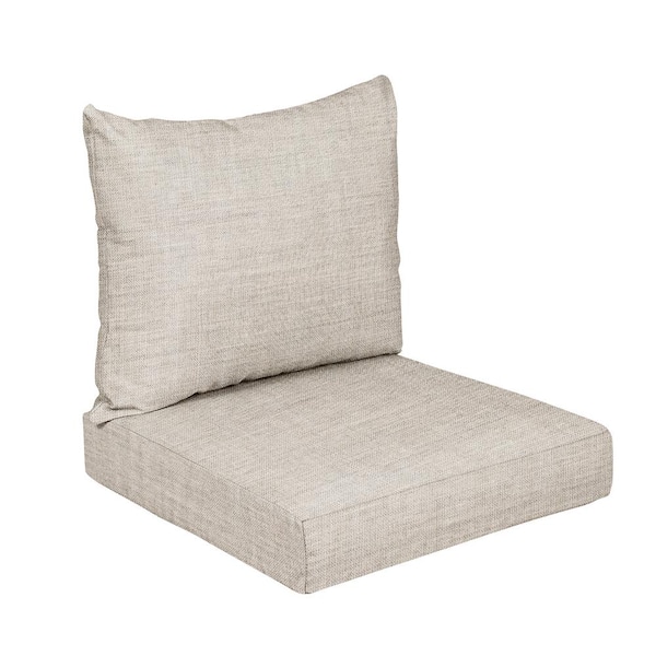 SORRA HOME 23 in. x 23.5 in. x 5 in. ,2-Piece Deep Seating Outdoor Dining Chair Cushion in Sunbrella Cast Silver