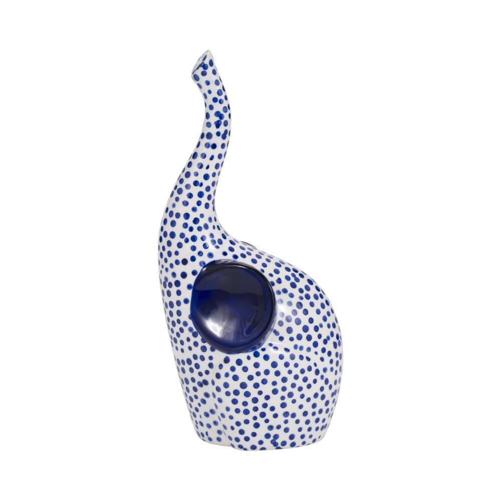 Blue 5 in. x 11 in. Stoneware Hand Stamped Trunk Up Elephant Figurine price history on PriceWatchPro