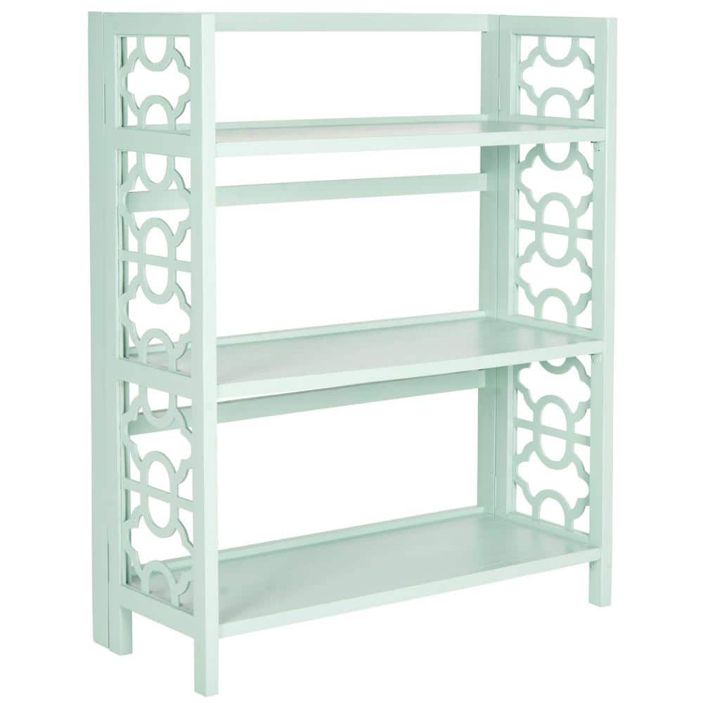Natalie Aqua Smoke 3-Tier Wood Étagère with Latticework