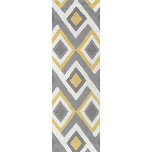 Anya Contemporary Geometric Yellow 3 ft. x 8 ft. Runner Rug