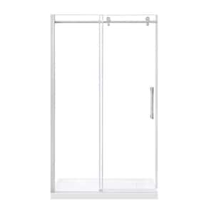 Eva 48 in. x 78.74 in. Sliding Frameless Shower Door in Brushed Nickel