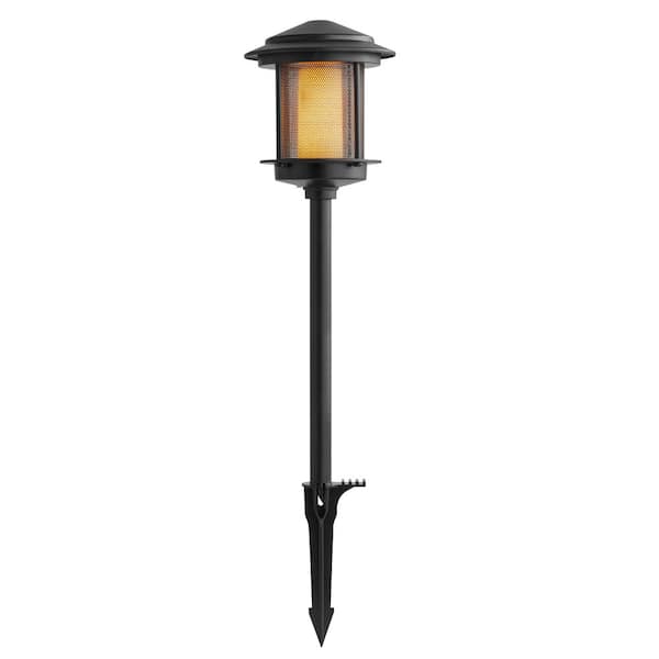 Photo 1 of Ambrose Low Voltage 2.4 Lumens Black Integrated LED Path Light with Flicker Flame Effect; Weather/Water/Rust Resistant