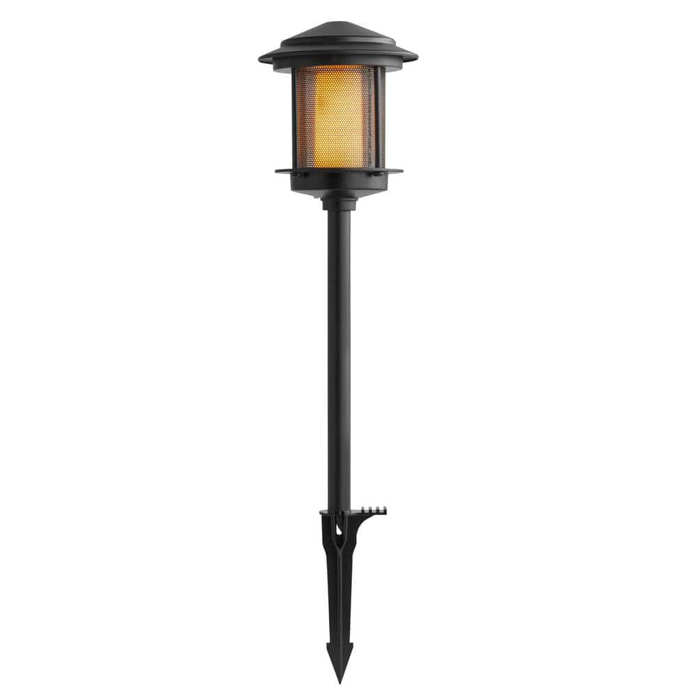 Hampton Bay Low Voltage 2.4 Lumens Black Outdoor Integrated LED Path Light with Flicker Flame Effect; Weather/Water/Rust Resistant