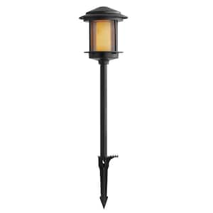 Low Voltage 2.4 Lumens Black Outdoor Integrated LED Path Light with Flicker Flame Effect; Weather/Water/Rust Resistant