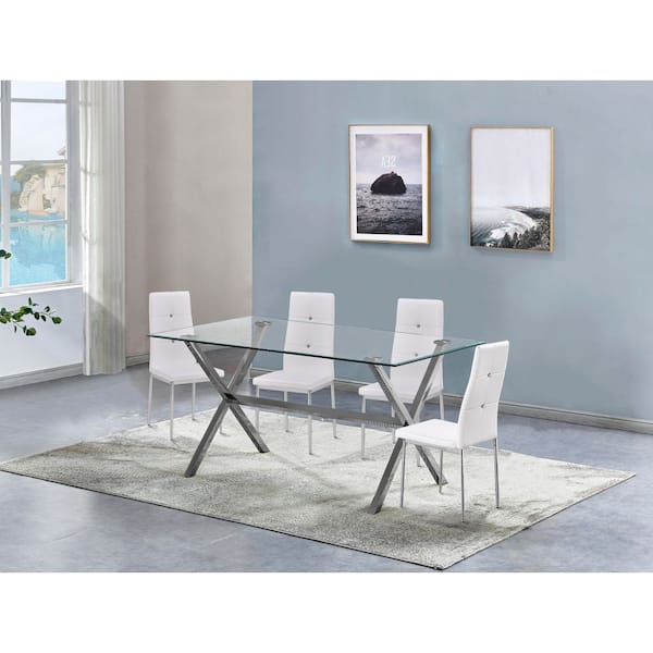 Best Master Furniture Cecil 5-Piece White Modern Rectangle Dining Set