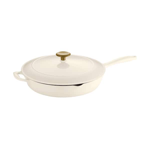 Tramontina Gourmet 12 in. Enameled Cast Iron Skillet in Latte with