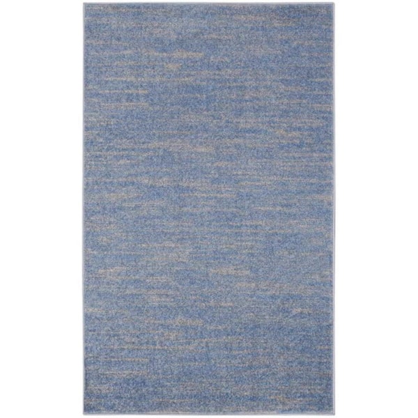 Blue, Gray 3 ft. x 5 ft. Woven Polypropylene Indoor/Outdoor Area Rug