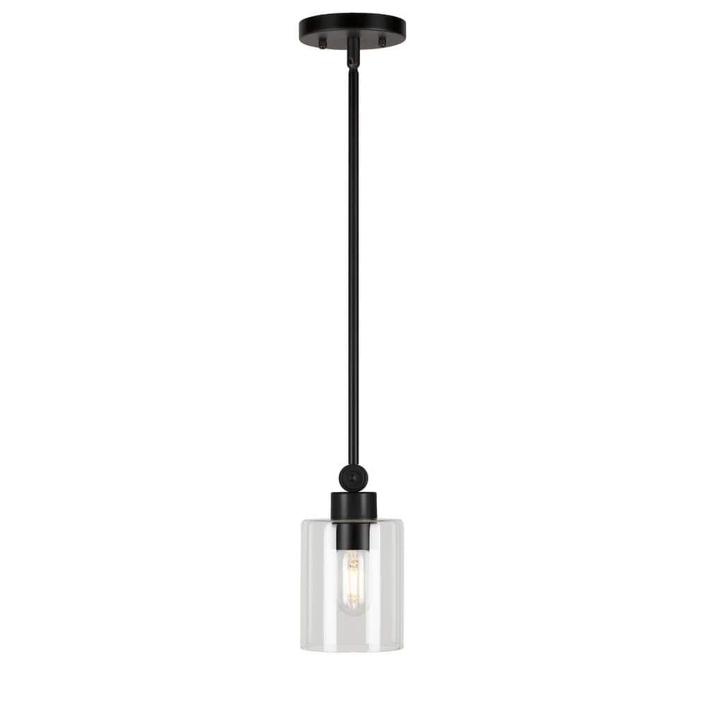Jayden 1-Light Black Pendant with Clear Glass 2614-01-04 - The Home Depot