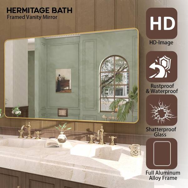 60 in. W x 36 in. H Rectangle Aluminum Alloy Framed Wall Bathroom Vanity Mirror in Green 60 in. W x 36 in. H Rectangle Aluminum Alloy Framed Wall Bathroom Vanity Mirror in Green