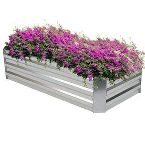 23 in. x 47 in. x 12 in. Galvanized Steel Rectangle-Shaped Raised Garden Bed Silver
