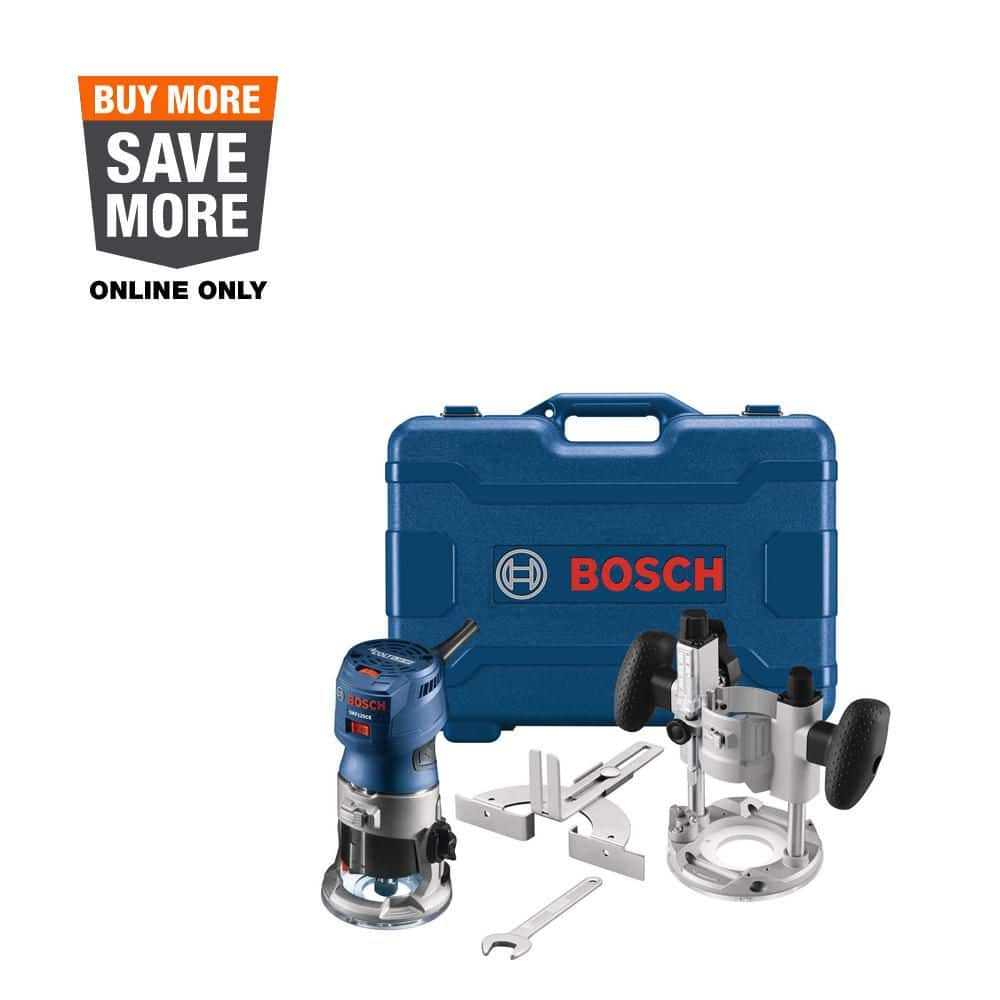Bosch 1.25 HP Variable Speed Palm Router Combo Kit w/LED lighting