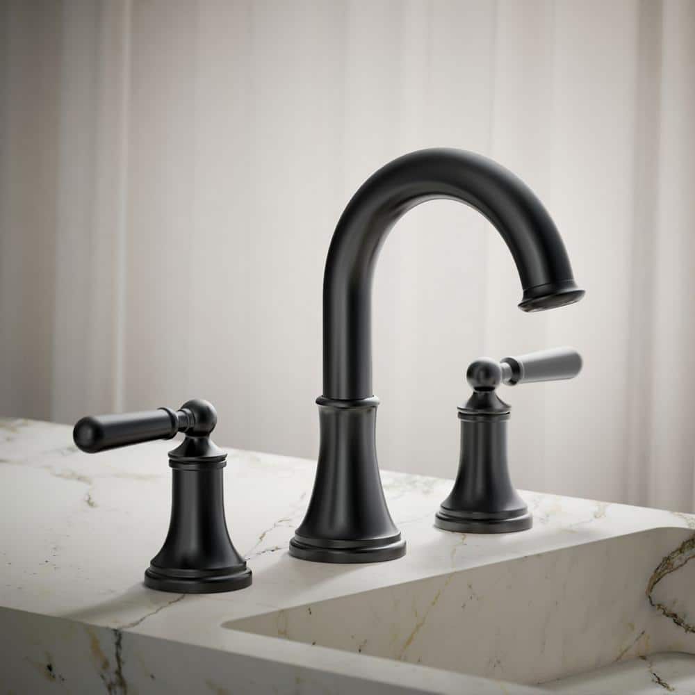 Matte Black 8 in. Widespread Double Handle Bathroom Faucet