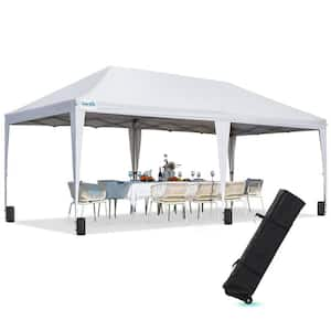 10 ft. x 20 ft. Adjustable Height Pop Up Canopy with Roller Bag, Waterproof and UV Resistant, White