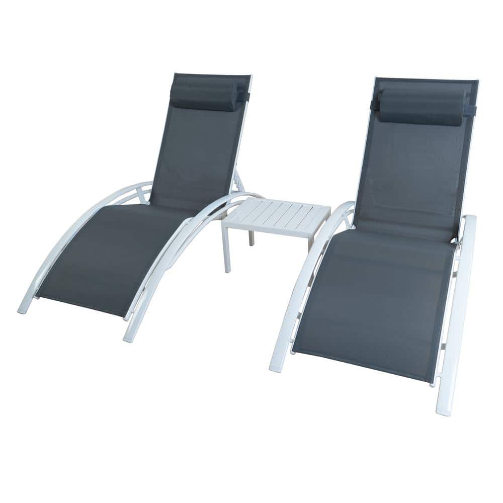 Aluminum Elegant Patio Reclining Adjustable Chaise Lounge with Table Gray price history on PriceWatchPro