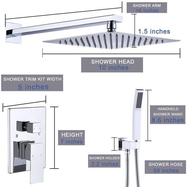 Tahanbath Shower Faucet Combo Set Wall Mounted with Brass Valve Rough