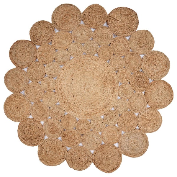 Finn Rustic Tan/Natural 4 ft. x 4 ft. Round Organic Jute Area Rug