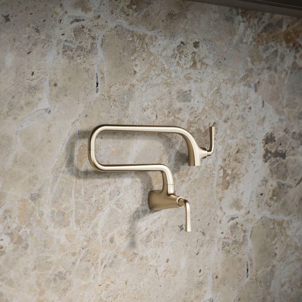 Graze Wall Mounted Pot Filler In Vibrant Brushed Bronze