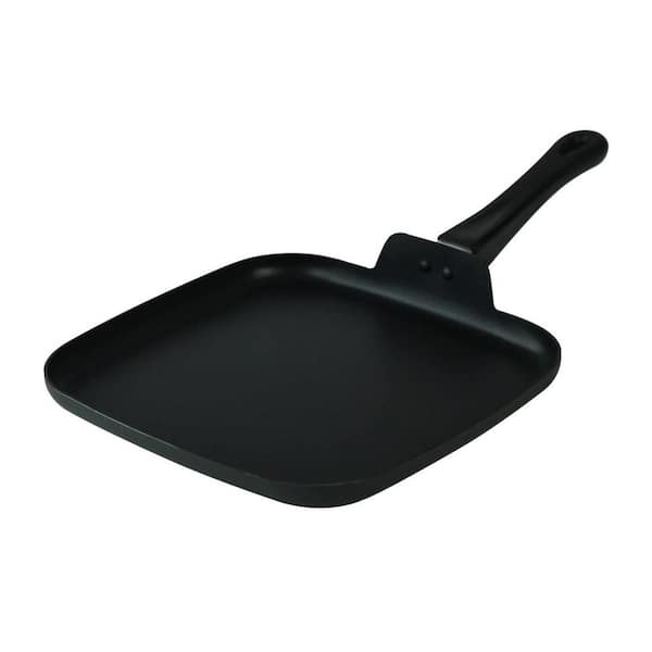 Black Cast Aluminum Nonstick Scratch Resistant Griddle Pan with Long Handle for Eggs Omelettes and More Cooking