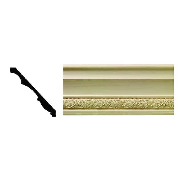 1608 1/2 in. x 5-1/4 in. x 6 in. Hardwood White Unfinished Whimsey Crown Moulding Sample