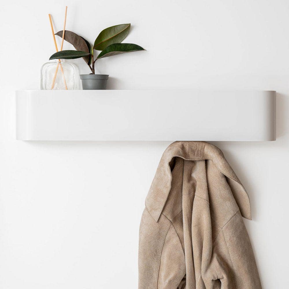 White Wall Coat Rack with Hidden Hooks TG-D6-03267 - The Home Depot