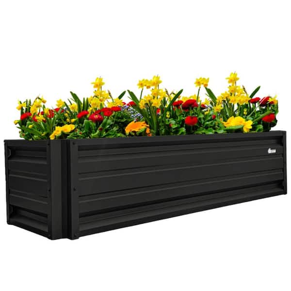 ALL METAL WORKS 24 inch by 72 inch Rectangle Stealth Black Metal Planter Box