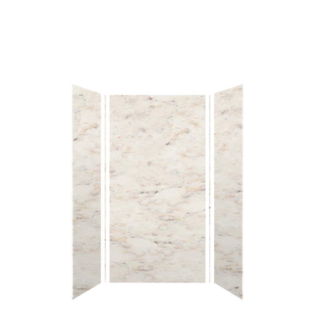 Saramar 36 in. W x 72 in. H x 36 in. D 3-Piece Glue to Wall Alcove Shower Wall Kit in Biscotti Marble Velvet price history on PriceWatchPro