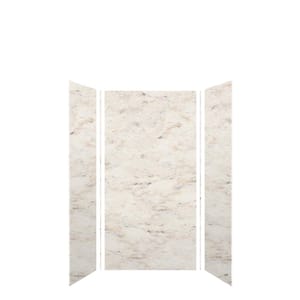 Saramar 36 in. W x 72 in. H x 36 in. D 3-Piece Glue to Wall Alcove Shower Wall Kit in Biscotti Marble Velvet