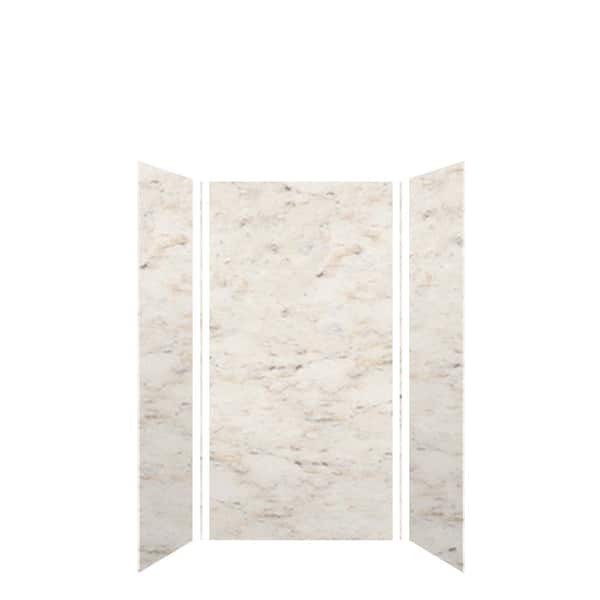 Saramar 36 in. W x 72 in. H x 36 in. D 3-Piece Glue to Wall Alcove Shower Wall Kit in Biscotti Marble Velvet