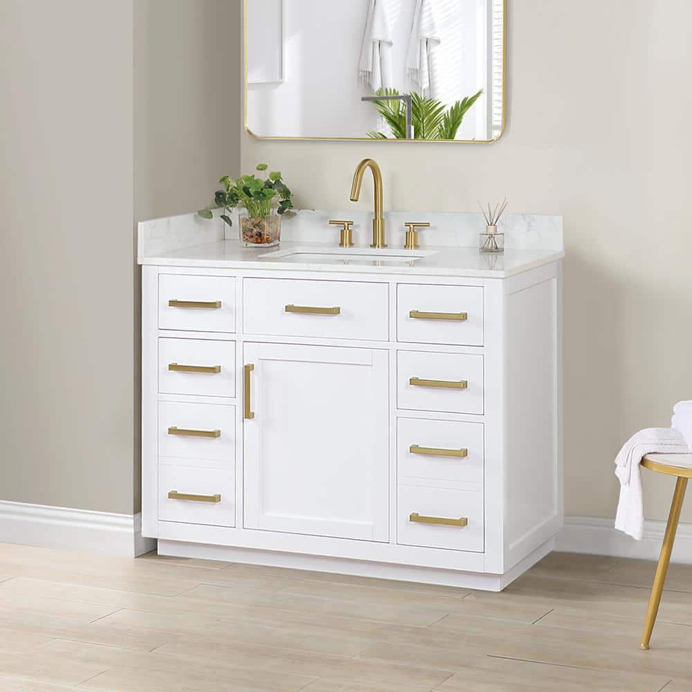 Gavino 42" White Wood Vanity with Composite Stone Top