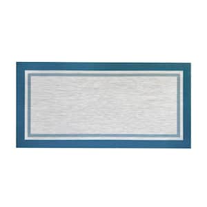 Valden Blue Woven Vinyl Home Kitchen Mat Waterproof Area Rug for Indoor/Outdoor 24 in. x 47 in.