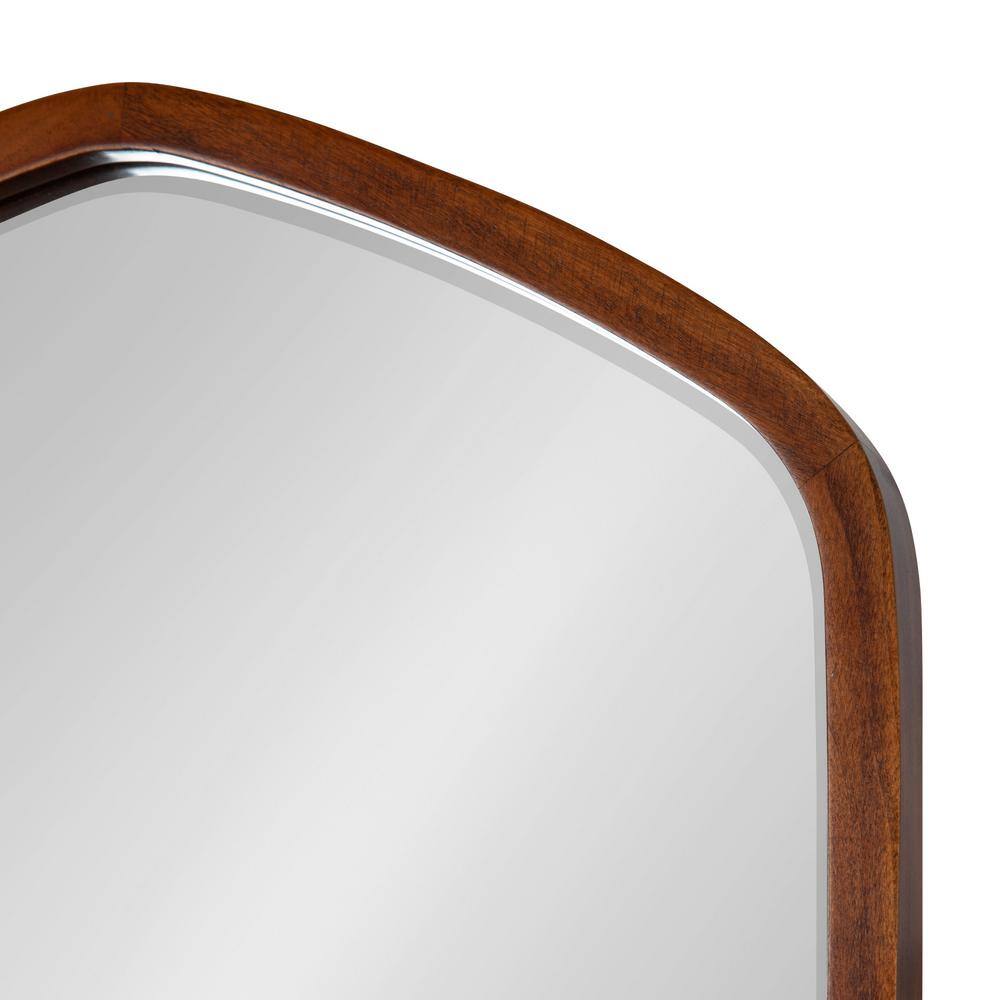 Walnut Brown Oblong Hexagon Wall Mirror with Wood Frame