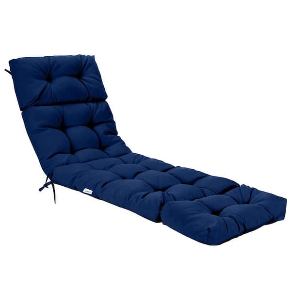Navy Blue Solid Lounge Chaise Chair Pads with String Ties (Set of 1)