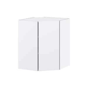 Fairhope Bright White Slab Assembled Wall Diagonal Corner Kitchen Cabinet (24 in. W x 30 in. H x 14 in. D)