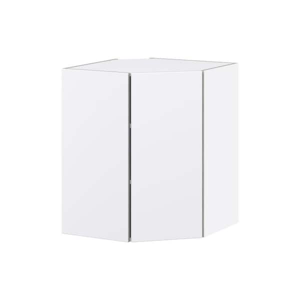 J COLLECTION Fairhope Bright White Slab Assembled Wall Diagonal Corner Kitchen Cabinet (24 in. W x 30 in. H x 14 in. D)