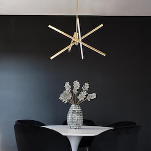 4-Light Dimmable Integrated LED Gold Sputnik LED Chandelier for Dining Room Kitchen Living Room